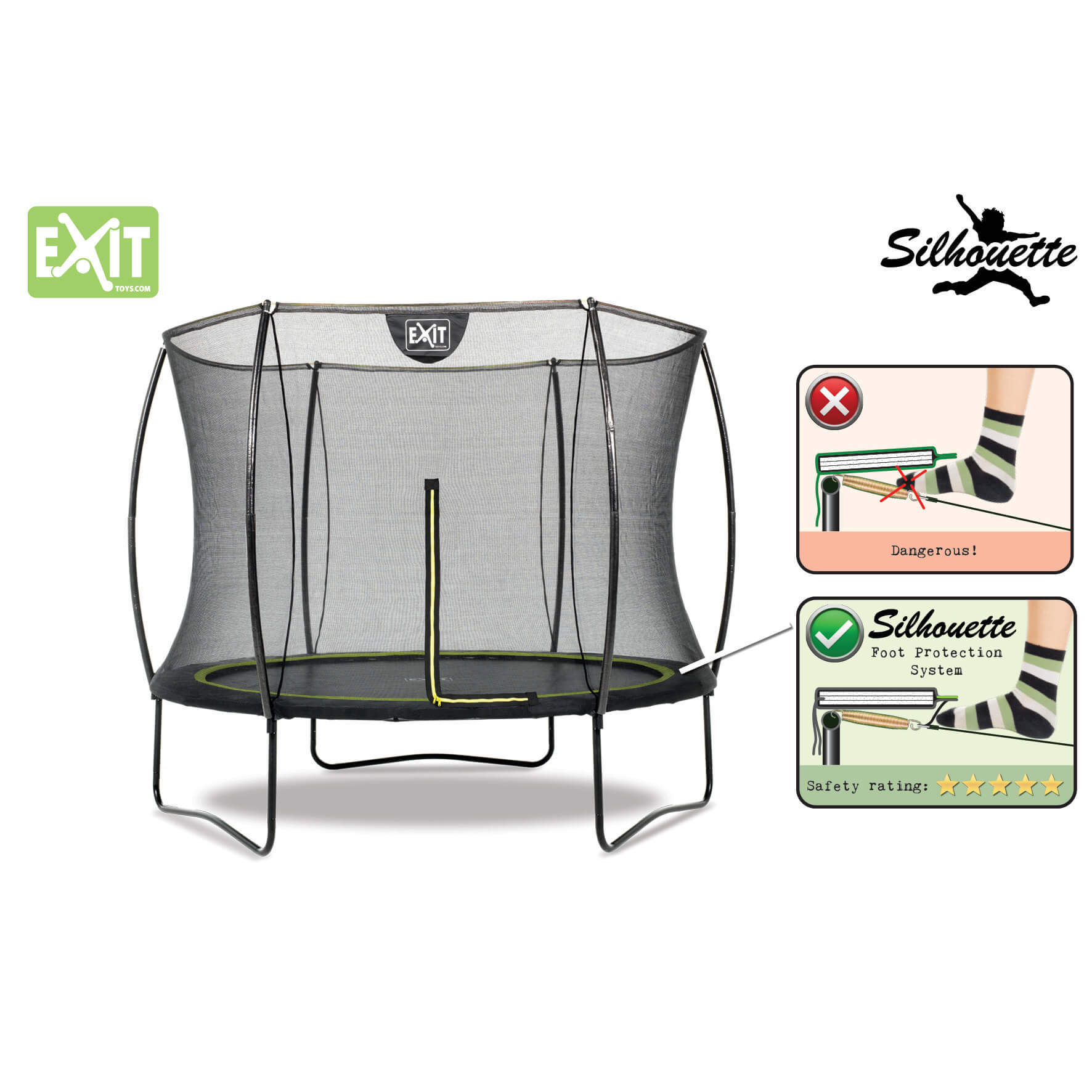 EXIT Toys Silhouette Trampoline with Safety Net - 10ft