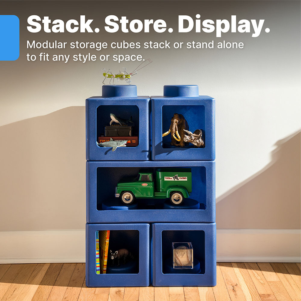 Step2 Contemporary Builders Stackable Storage Cubes - Denim Blue