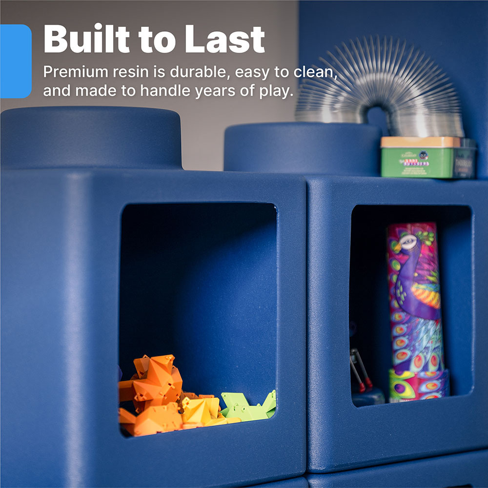Step2 Contemporary Builders Stackable Storage Cubes - Denim Blue