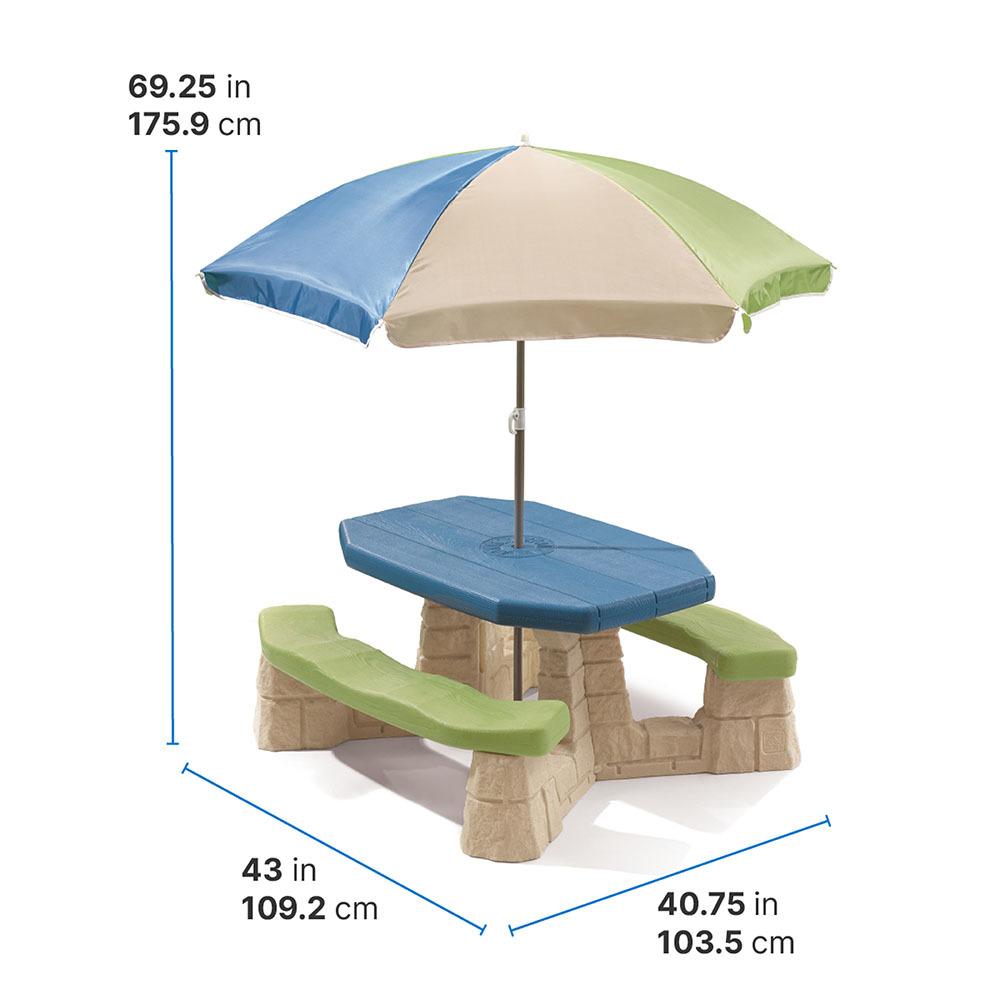 Step2 Naturally Playful Picnic Table with Umbrella- Blue Earth